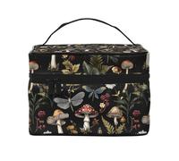 Mexpekil Beauty case da viaggio di grande capacità, organizer per trucchi, borsa portatile per articoli da toeletta per donne e ragazze, Foglie di insetti funghi, Taglia unica