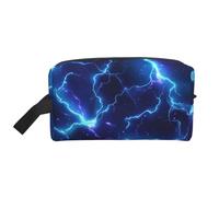 Mexpekil Beauty case da viaggio per donne e uomini, borsa impermeabile di grande capacità per trucchi e cosmetici, borsa organizer portatile, Fulmine Blu, One Size