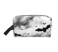 Mexpekil Beauty case da viaggio per donne e uomini, borsa impermeabile di grande capacità per trucchi e cosmetici, borsa organizer portatile, Pipistrelli volanti nuvole, One Size