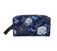 Mexpekil Beauty case da viaggio per donne e uomini, borsa impermeabile di grande capacità per trucchi e cosmetici, borsa organizer portatile, Ragnatele Pipistrelli Rose, One Size