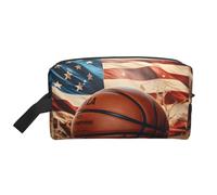 Mexpekil Beauty case da viaggio per donne e uomini, borsa impermeabile di grande capacità per trucchi e cosmetici, borsa organizer portatile, Bandiera USA Basket, One Size