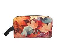 Mexpekil Beauty case da viaggio per donne e uomini, borsa impermeabile di grande capacità per trucchi e cosmetici, borsa organizer portatile, Foglie cadute., One Size