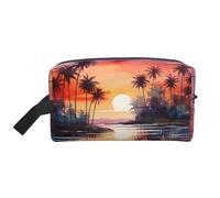 Mexpekil Beauty case da viaggio per donne e uomini, borsa impermeabile di grande capacità per trucchi e cosmetici, borsa organizer portatile, Albero di cocco dell'isola, One Size