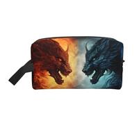 Mexpekil Beauty case da viaggio per donne e uomini, borsa impermeabile di grande capacità per trucchi e cosmetici, borsa organizer portatile, Drago del fuoco., One Size