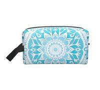 Mexpekil Beauty case da viaggio per donne e uomini, borsa impermeabile di grande capacità per trucchi e cosmetici, borsa organizer portatile, Mandala floreale verde acqua, One Size