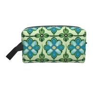 Mexpekil Beauty case da viaggio per donne e uomini, borsa impermeabile di grande capacità per trucchi e cosmetici, borsa organizer portatile, Boho floreale verde acqua, One Size