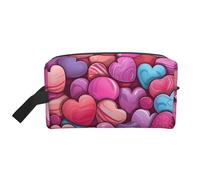 Mexpekil Beauty case da viaggio per donne e uomini, borsa impermeabile di grande capacità per trucchi e cosmetici, borsa organizer portatile, Cuori Rosa Amore, One Size