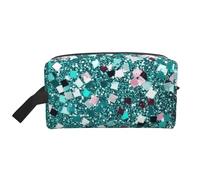 Mexpekil Beauty case da viaggio per donne e uomini, borsa impermeabile di grande capacità per trucchi e cosmetici, borsa organizer portatile, Glitter verde acqua, One Size