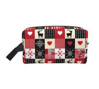 Mexpekil Beauty case da viaggio per donne e uomini, borsa impermeabile di grande capacità per trucchi e cosmetici, borsa organizer portatile, Patchwork Natale, One Size