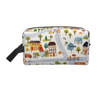 Mexpekil Beauty case da viaggio per donne e uomini, borsa impermeabile di grande capacità per trucchi e cosmetici, borsa organizer portatile, Modello Bus City, One Size