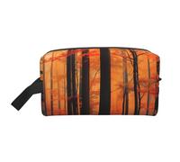 Mexpekil Beauty case da viaggio per donne e uomini, borsa impermeabile di grande capacità per trucchi e cosmetici, borsa organizer portatile, Foresta d'autunno, One Size