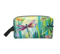 Mexpekil Beauty case da viaggio per donne e uomini, borsa impermeabile di grande capacità per trucchi e cosmetici, borsa organizer portatile, Pianta di libellule, One Size