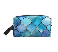 Mexpekil Beauty case da viaggio per donne e uomini, borsa impermeabile di grande capacità per trucchi e cosmetici, borsa organizer portatile, Fantasia Boho Blu, One Size