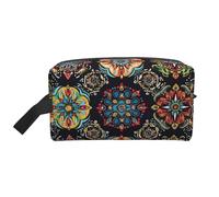 Mexpekil Beauty case da viaggio per donne e uomini, borsa impermeabile di grande capacità per trucchi e cosmetici, borsa organizer portatile, Ornamenti etnici messicani, One Size