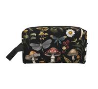 Mexpekil Beauty case da viaggio per donne e uomini, borsa impermeabile di grande capacità per trucchi e cosmetici, borsa organizer portatile, Foglie di insetti funghi, One Size
