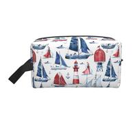 Mexpekil Beauty case da viaggio per donne e uomini, borsa impermeabile di grande capacità per trucchi e cosmetici, borsa organizer portatile, Fari delle navi, One Size