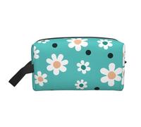 Mexpekil Beauty case da viaggio per donne e uomini, borsa impermeabile di grande capacità per trucchi e cosmetici, borsa organizer portatile, Fiori verde acqua, One Size