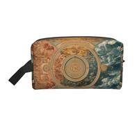 Mexpekil Beauty case da viaggio per donne e uomini, borsa impermeabile di grande capacità per trucchi e cosmetici, borsa organizer portatile, Mappa del mondo d'arte, One Size