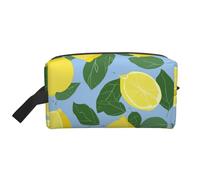 Mexpekil Beauty case da viaggio per donne e uomini, borsa impermeabile di grande capacità per trucchi e cosmetici, borsa organizer portatile, Foglia Verde Limone Giallo, One Size