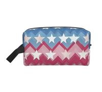 Mexpekil Beauty case da viaggio per donne e uomini, borsa impermeabile di grande capacità per trucchi e cosmetici, borsa organizer portatile, Stelle Rosso Blu Onda, One Size