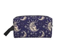 Mexpekil Beauty case da viaggio per donne e uomini, borsa impermeabile di grande capacità per trucchi e cosmetici, borsa organizer portatile, Luna Sole Stelle, One Size