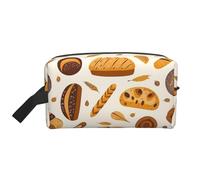 Mexpekil Beauty case da viaggio per donne e uomini, borsa impermeabile di grande capacità per trucchi e cosmetici, borsa organizer portatile, Pane Cibo, One Size