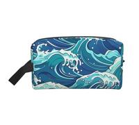 Mexpekil Beauty case da viaggio per donne e uomini, borsa impermeabile di grande capacità per trucchi e cosmetici, borsa organizer portatile, Sea Wave Blu, One Size