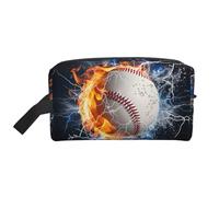Mexpekil Beauty case da viaggio per donne e uomini, borsa impermeabile di grande capacità per trucchi e cosmetici, borsa organizer portatile, Fuoco Acqua Baseball, One Size