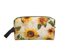 Mexpekil Beauty case da viaggio per donne e uomini, borsa impermeabile di grande capacità per trucchi e cosmetici, borsa organizer portatile, Lettera Girasoli, One Size