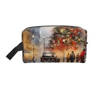 Mexpekil Beauty case da viaggio per donne e uomini, borsa impermeabile di grande capacità per trucchi e cosmetici, borsa organizer portatile, Albero di Natale City Street, One Size