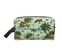 Mexpekil Beauty case da viaggio per donne e uomini, borsa impermeabile di grande capacità per trucchi e cosmetici, borsa organizer portatile, Tartarughe Albero Isola, One Size