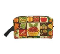Mexpekil Beauty case da viaggio per donne e uomini, borsa impermeabile di grande capacità per trucchi e cosmetici, borsa organizer portatile, Motivo patchwork autunnale, One Size