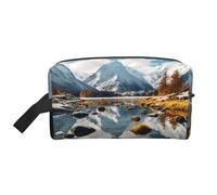 Mexpekil Beauty case da viaggio per donne e uomini, borsa impermeabile di grande capacità per trucchi e cosmetici, borsa organizer portatile, Laghi Neve Montagne, One Size