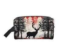 Mexpekil Beauty case da viaggio per donne e uomini, borsa impermeabile di grande capacità per trucchi e cosmetici, borsa organizer portatile, Foresta di cervi natalizi, One Size