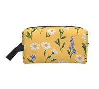 Mexpekil Beauty case da viaggio per donne e uomini, borsa impermeabile di grande capacità per trucchi e cosmetici, borsa organizer portatile, Margherite Piccole Giallo, One Size