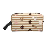 Mexpekil Beauty case da viaggio per donne e uomini, borsa impermeabile di grande capacità per trucchi e cosmetici, borsa organizer portatile, Strisce di zampe di cane, One Size