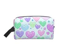 Mexpekil Beauty case da viaggio per donne e uomini, borsa impermeabile di grande capacità per trucchi e cosmetici, borsa organizer portatile, Cuore Amore Arcobal, One Size