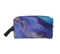 Mexpekil Beauty case da viaggio per donne e uomini, borsa impermeabile di grande capacità per trucchi e cosmetici, borsa organizer portatile, Viola Blu Marmo Fantasia, One Size