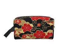 Mexpekil Beauty case da viaggio per donne e uomini, borsa impermeabile di grande capacità per trucchi e cosmetici, borsa organizer portatile, Onda Giapponese Fiore, One Size