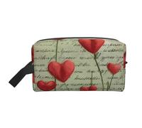 Mexpekil Beauty case da viaggio per donne e uomini, borsa impermeabile di grande capacità per trucchi e cosmetici, borsa organizer portatile, Lettera Vintage Cuori, One Size
