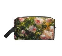 Mexpekil Beauty case da viaggio per donne e uomini, borsa impermeabile di grande capacità per trucchi e cosmetici, borsa organizer portatile, Dipinto ad olio Rose, One Size