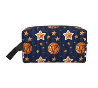 Mexpekil Beauty case da viaggio per donne e uomini, borsa impermeabile di grande capacità per trucchi e cosmetici, borsa organizer portatile, Palloni da basket e stelle, One Size
