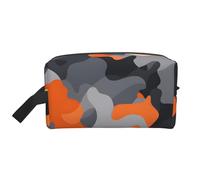 Mexpekil Beauty case da viaggio per donne e uomini, borsa impermeabile di grande capacità per trucchi e cosmetici, borsa organizer portatile, Arancione mimetico., One Size