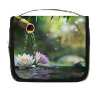 Mexpekil Beauty case giapponese Zen Lotus floreale per donne, uomini e donne, impermeabile, da appendere, da viaggio, con gancio, organizer per cosmetici