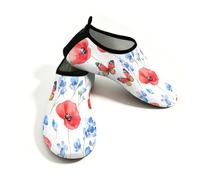 Mexpekil Blu Fiore Rosso Papavero Farfalla Scarpe da Acqua per Donne Uomini Quick Dry Antiscivolo A Piedi Nudi Aqua, Fiore Blu Rosso Papavero Far, 37/38 EU