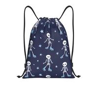 Mexpekil Blu Roller Skating Scheletro Coulisse Borse PE Sacchetto di Nuoto Impermeabile Piccola Palestra String Bags, Scheletro blu per pattinaggio su, M, Minimalista