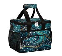 Mexpekil Blu Stampa Astratta Riutilizzabile Isolato Borse Pranzo per Donne Uomini Adulti Lunch Box Termico Grande Riutilizzabile Cooler Lunch Tote Bag per Lavoro Picnic Attività all'aperto