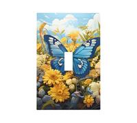 Mexpekil Blue Butterfly Yellow Flower Light Switch Cover 1 Gang Single Toggle Outlet Cover Piastra Decorativa da Parete per Casa Ufficio