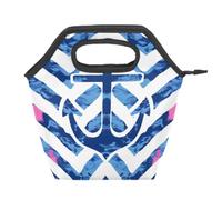 Mexpekil Blue Chevron Ocean Anchor - Borsa termica per il pranzo, riutilizzabile, impermeabile, a prova di perdite, per bambini e adulti, scuola, ufficio, picnic