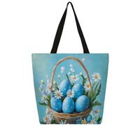 Mexpekil Blue Eggs Daisy Basket Tote Bag per donne ragazze borse riutilizzabili per la spesa borse della spesa grandi borse da donna borsa a tracolla multiuso